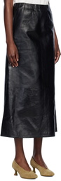 Marni Black A-Line Leather Maxi Skirt