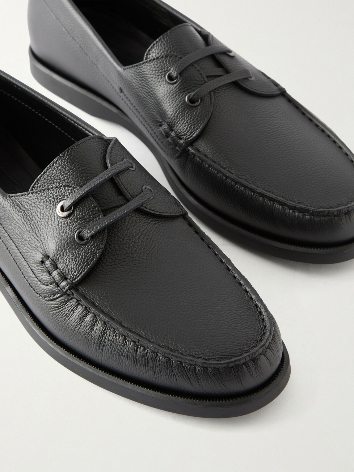 Brioni - Leather Boat Shoes - Black
