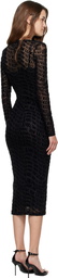 Versace Jeans Couture Black Vestiti Tulle Flock Liquify Midi Dress