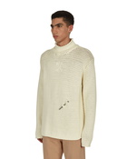 Off White Meteornail Knit Zip Mockneck Sweater Tofu