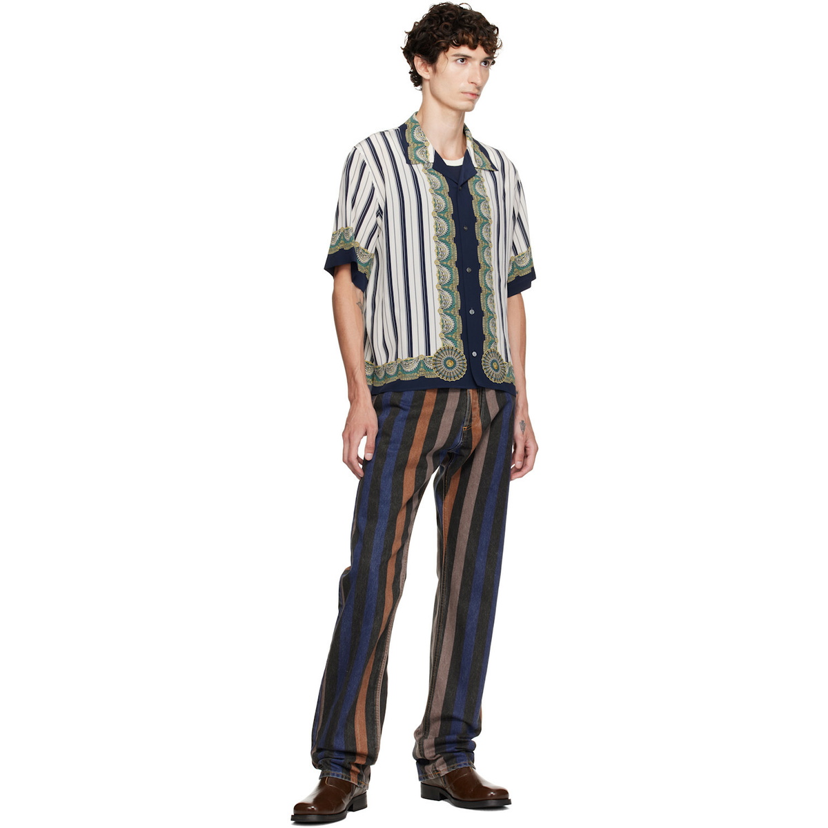 Versace Multicolor Striped Straight Jeans
