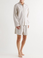 TEKLA - Striped Organic Cotton-Poplin Pyjama Shorts - Neutrals