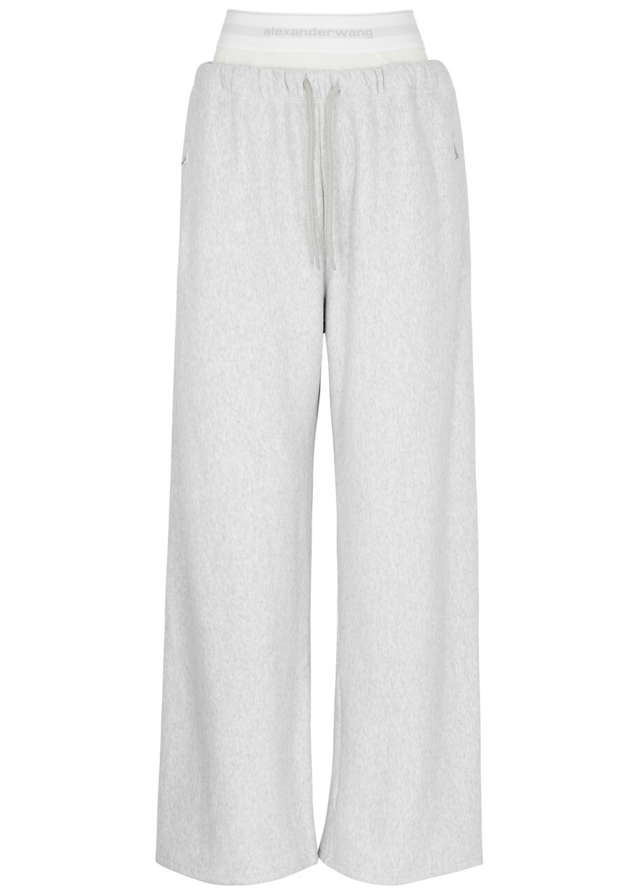 Alexanderwang.t Logo Layered Cotton Sweatpants Light Grey