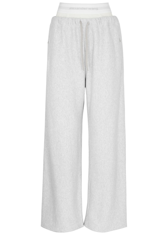 Photo: Alexanderwang.t Logo Layered Cotton Sweatpants Light Grey