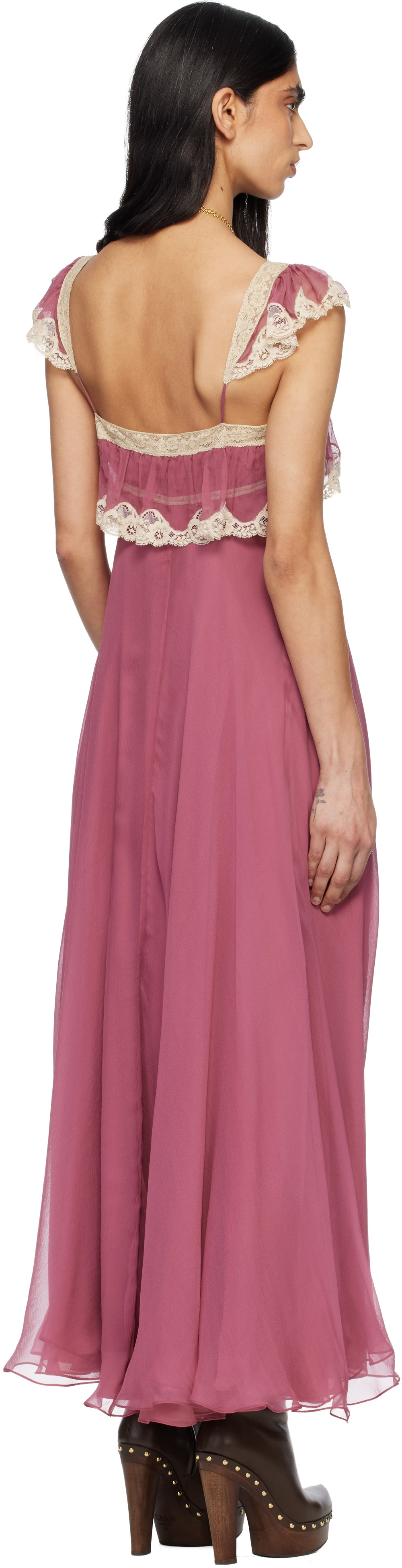 Chloé Pink Fluid Long Maxi Dress