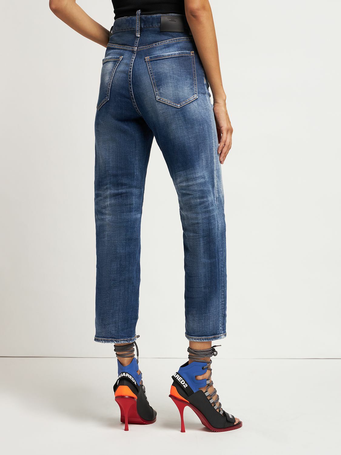 Pantalon Jeans Dsquared2 Boston Bleu Denim - Coupe Droite, Taille Haute, Taille XS/IT38, Neuf Sans étiquettes