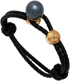 Versace Black Leather & Pearl Bracelet