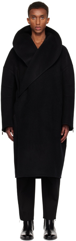 Photo: Helmut Lang Black Double-Faced Apex Cocoon Coat
