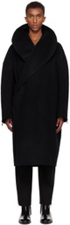 Helmut Lang Black Double-Faced Apex Cocoon Coat