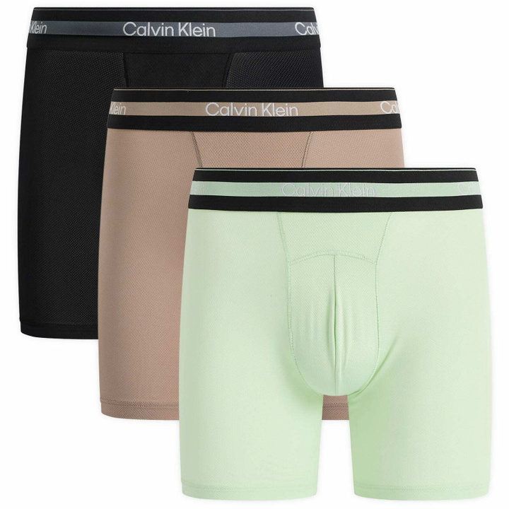 Photo: Calvin Klein Men's Icon Sport Boxer Brief - 3 Pack in Black/Fungi/Seafoam Wave