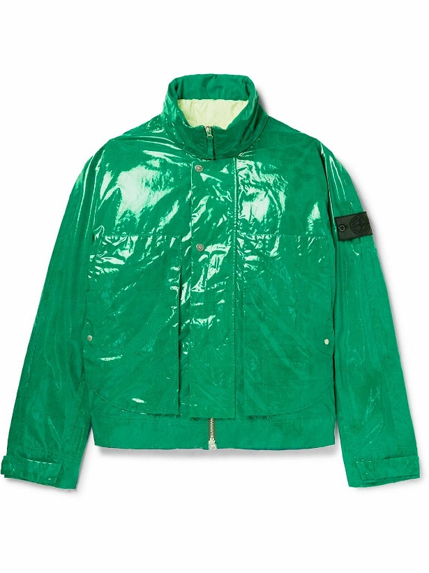 Photo: Stone Island Shadow Project - Convertible Layered Glossed-Cotton Hooded Down Jacket - Green