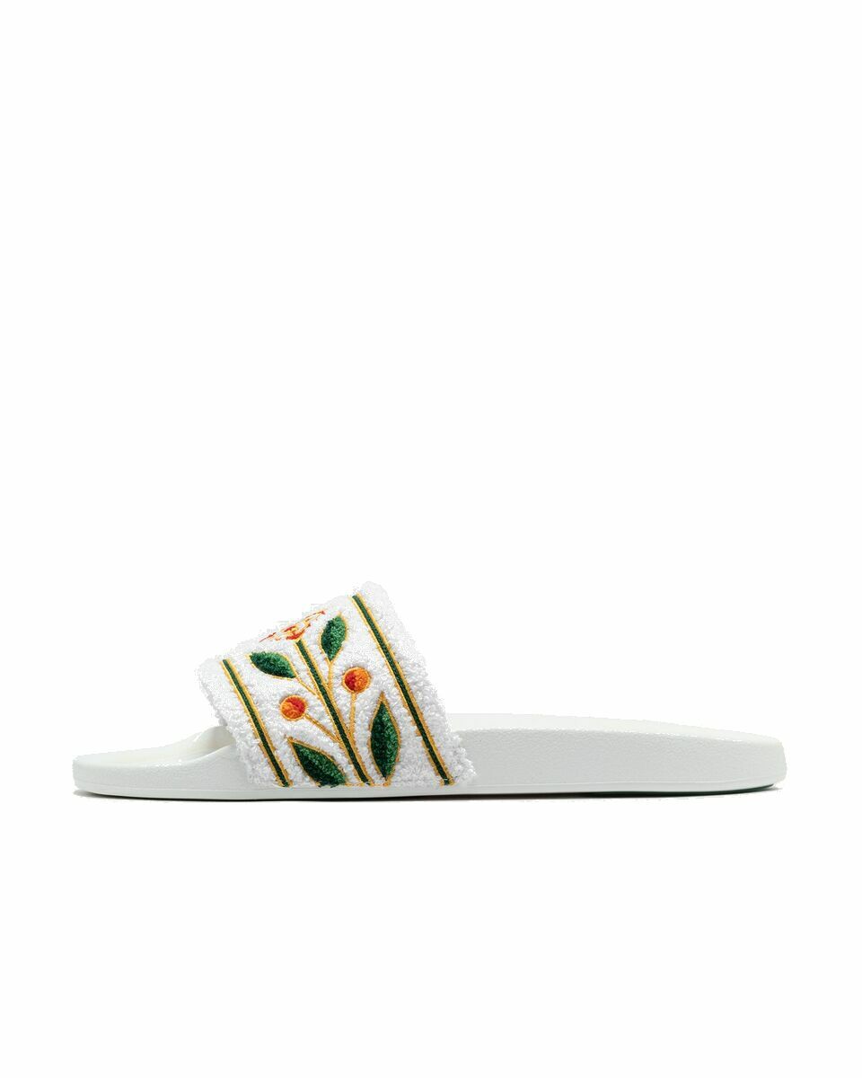 Photo: Casablanca Embroidered Terry Slider White - Mens - Sandals & Slides