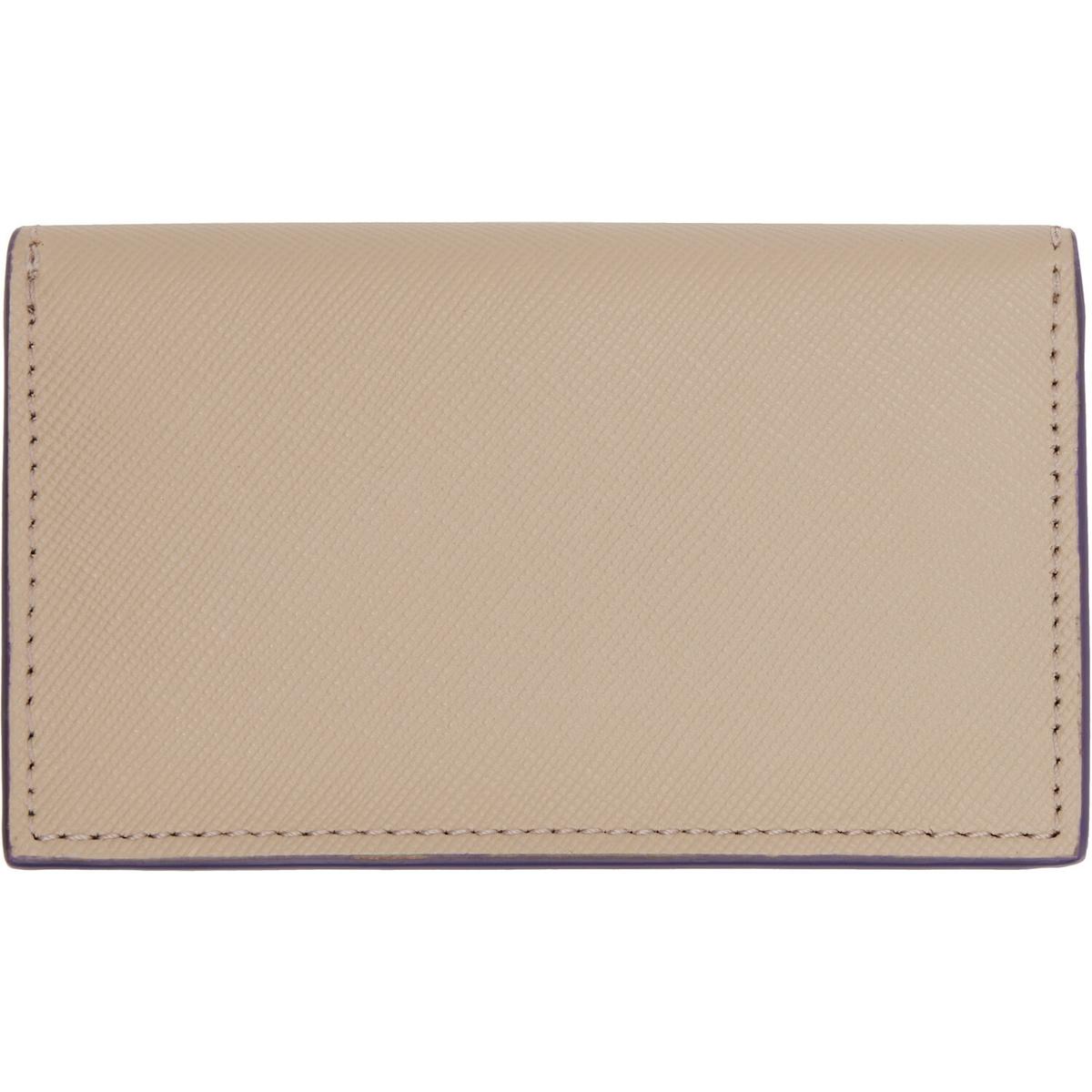 Marni Beige & Burgundy Saffiano Card Holder