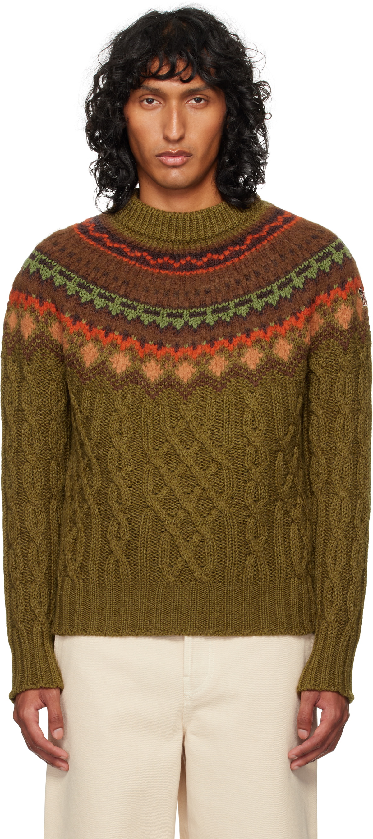 Moncler Grenoble Khaki Wool Sweater