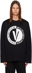 Versace Jeans Couture Black V-Emblem Long Sleeve T-Shirt