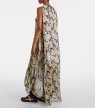 Loewe Floral asymmetric silk maxi dress