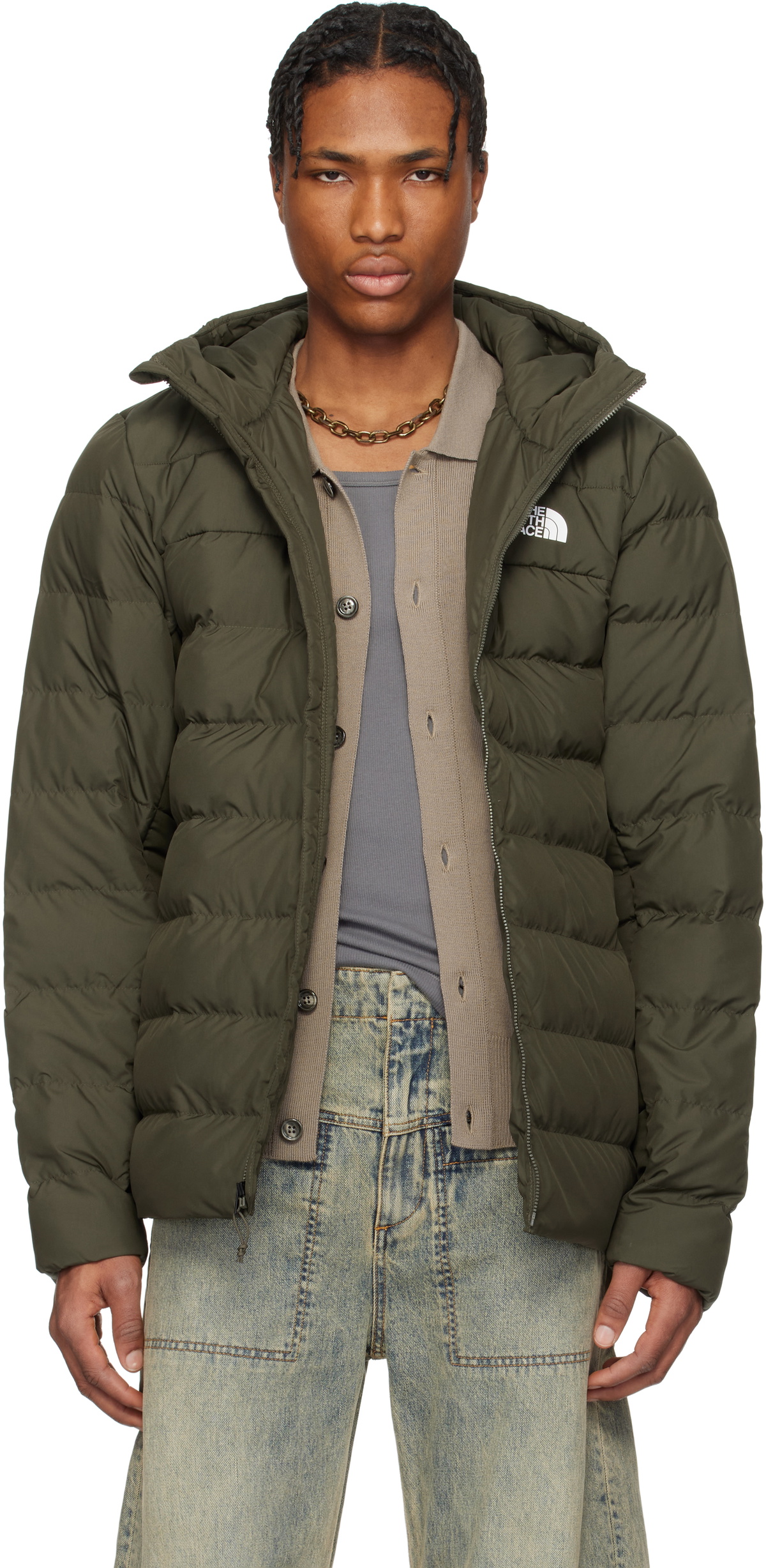 The North Face Khaki Aconcagua 3 Hoodie Down Jacket The North Face
