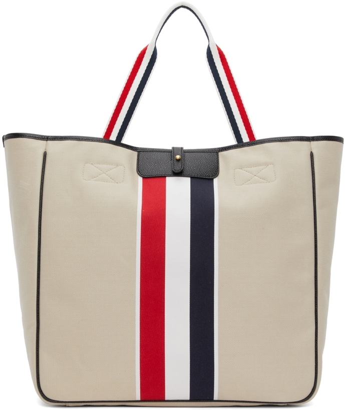 Photo: Thom Browne Off-White Jacquard Stripe Hunting Tote