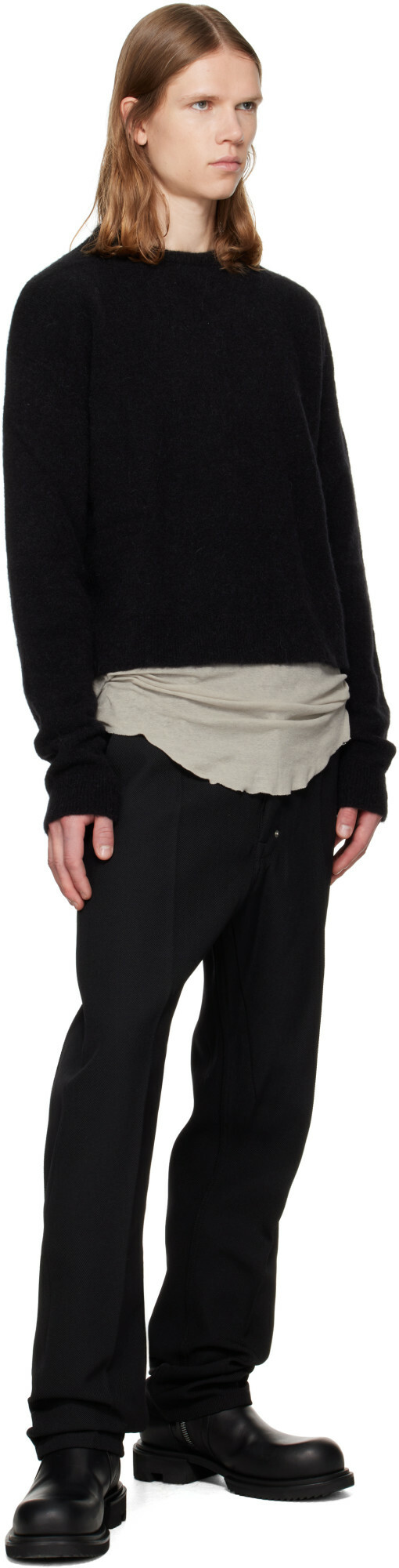 Rick Owens Black Tower Round Neck Sweater