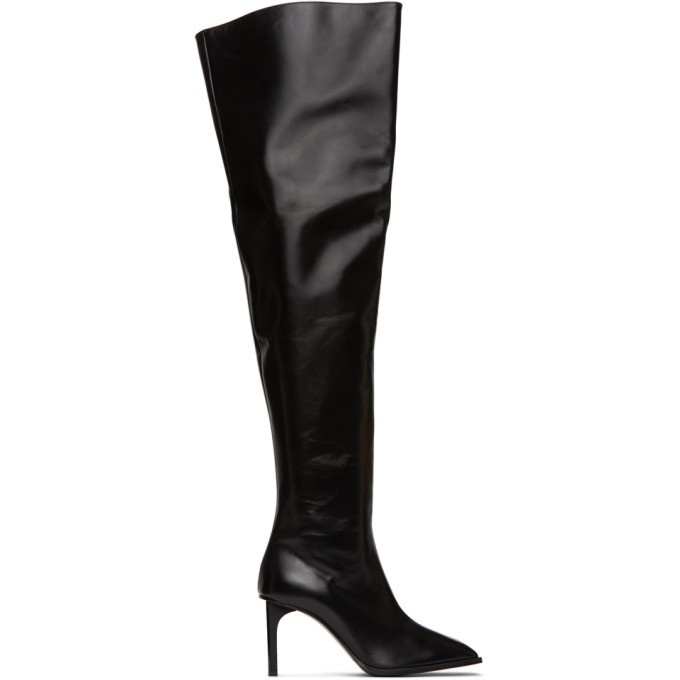 Dion Lee Black Thigh High Square Toe Boots Dion Lee