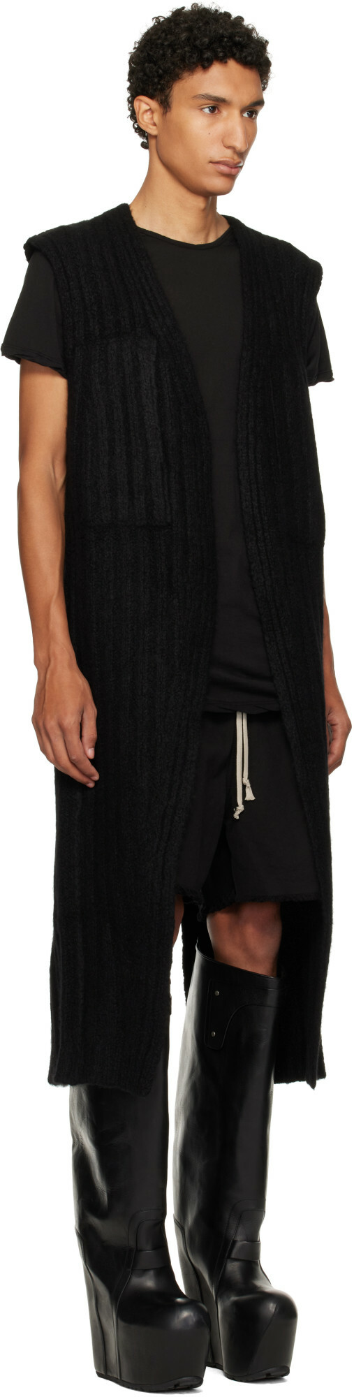Rick Owens Black Tower Lab Vest Cardigan