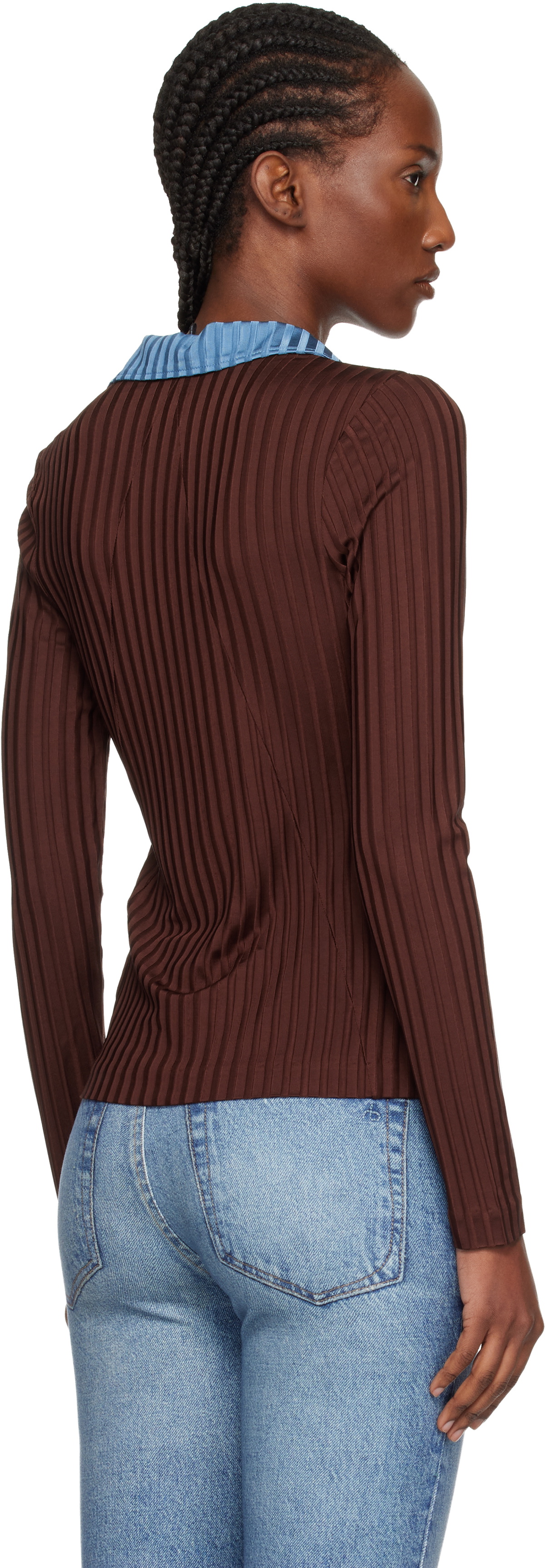 rag & bone Burgundy Natalia Colorblock Long Sleeve Polo