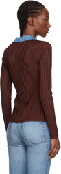 rag & bone Burgundy Natalia Colorblock Long Sleeve Polo