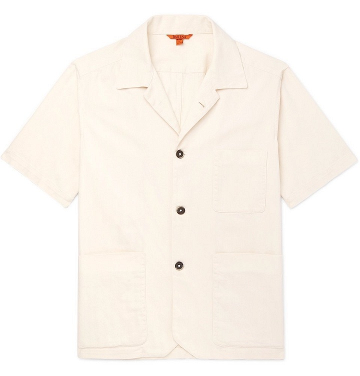 Photo: Barena - Camp-Collar Herringbone Cotton Shirt - Cream
