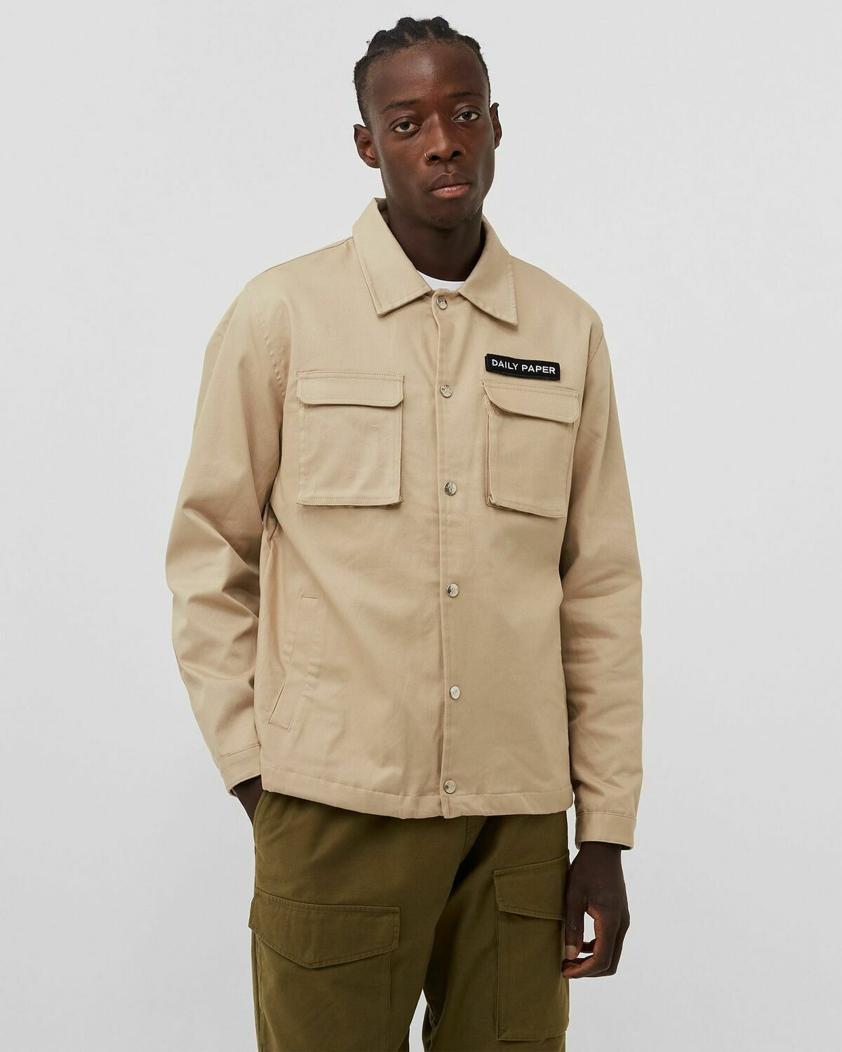 Daily Paper Cargo Coach Jacket Beige - Mens - Overshirts Daily Paper