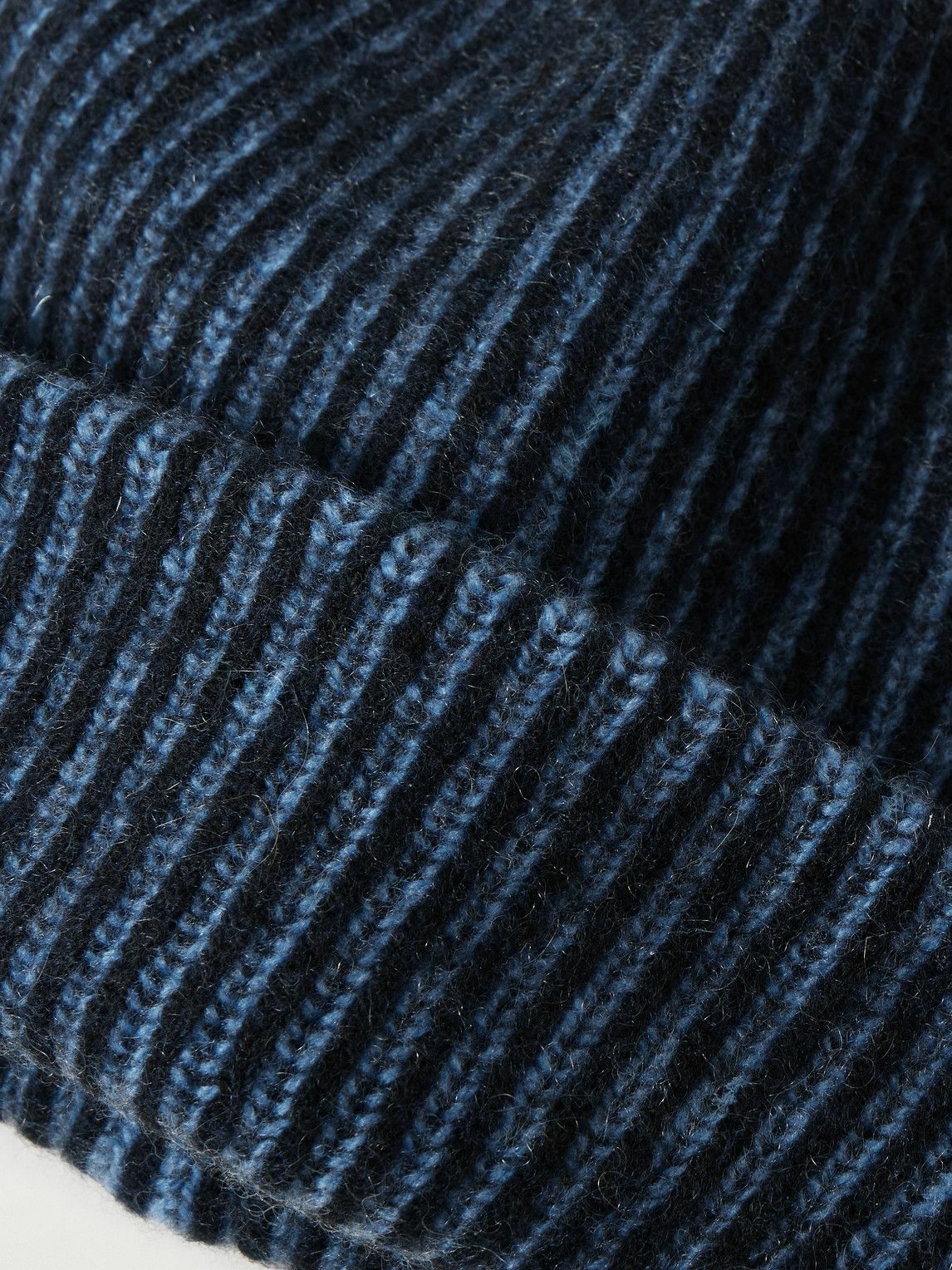 The Elder Statesman - Stripe Watchman Ribbed Cashmere Beanie The