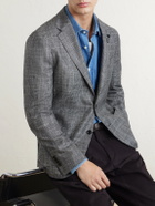 Lardini - Prince Of Wales Checked Wool, Silk and Cashmere-Blend Blazer - Gray
