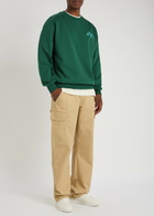 DRÔLE DE Monsieur Le Sweatshirt Plateau Embroidered Cotton Sweatshirt Dark Green
