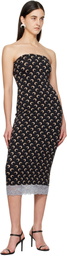 Marine Serre Black Recycled Moon Jersey Bustier Midi Dress