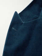 Brunello Cucinelli - Satin-Trimmed Cotton-Velvet Tuxedo Jacket - Blue