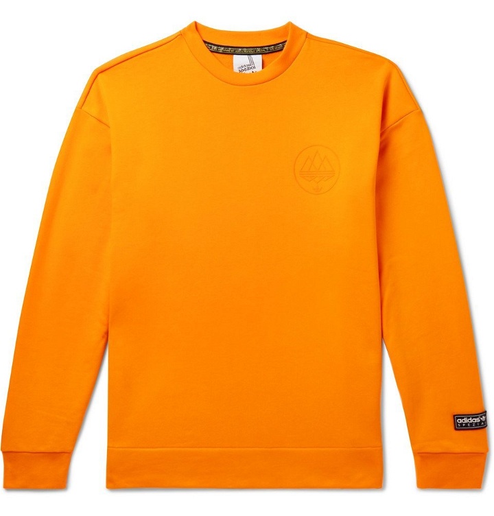 Photo: adidas Consortium - SPEZIAL Logo-Flocked Loopback Cotton-Jersey Sweatshirt - Orange