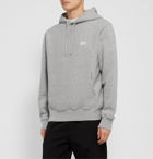 Stüssy - Logo-Embroidered Fleece-Back Cotton-Jersey Hoodie - Gray