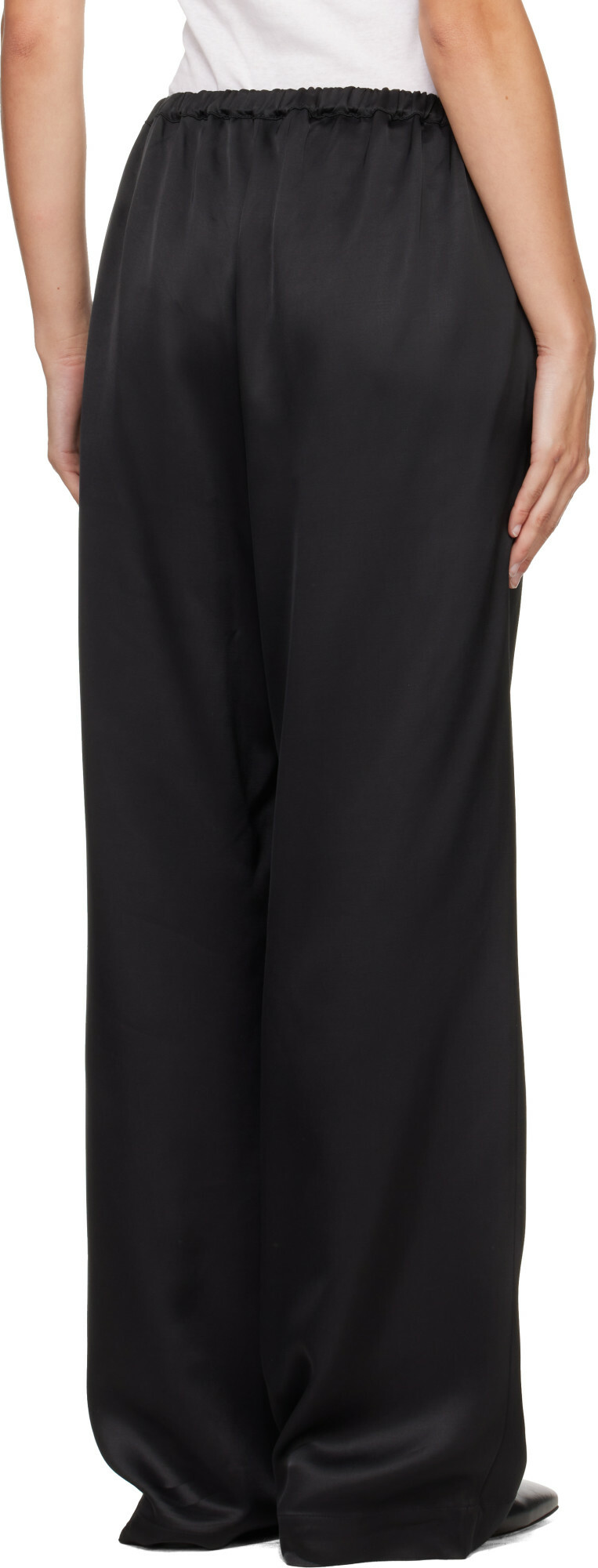 Róhe Black Relaxed Fit Satin Trousers