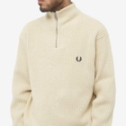 Fred Perry Authentic Men's Textured Funnel Neck Jumper in Oatmeal
