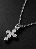 KOLOURS JEWELRY - Hexagon Cross Mini White Gold Diamond Necklace