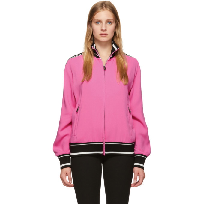 Photo: Dolce and Gabbana Pink Cady Zip Track Jacket
