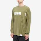 Neighborhood Men's Long Sleeve Logo Print Pocket T-Shirt in Olive Drab