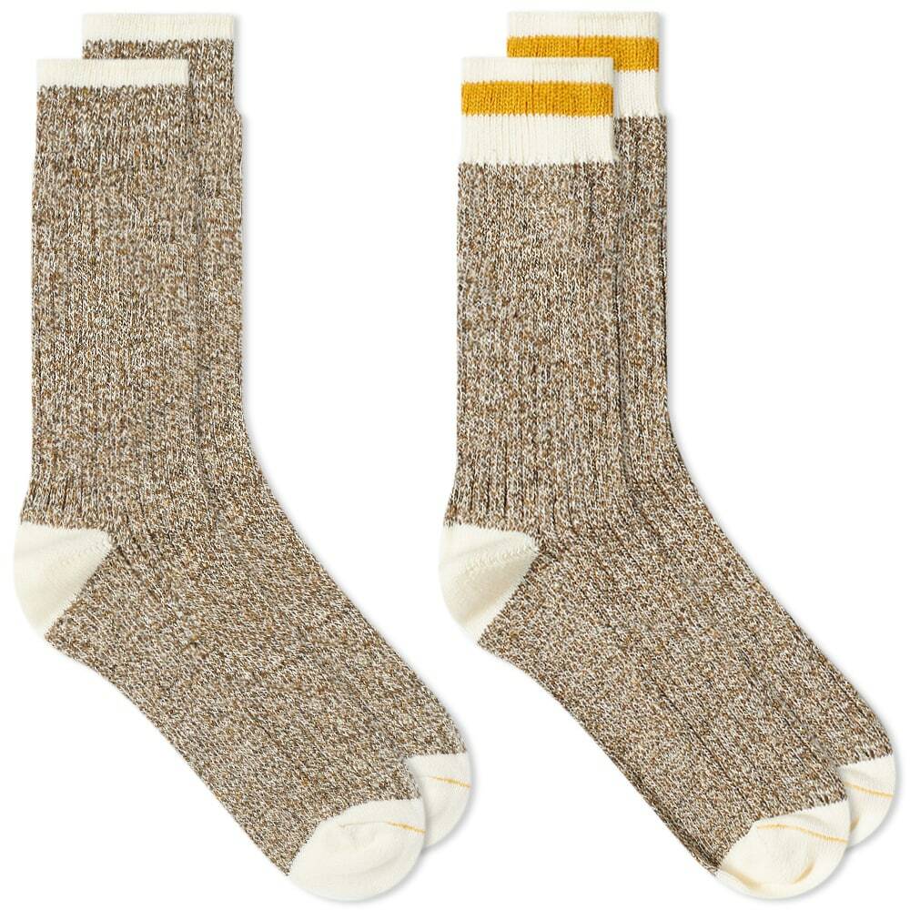 Beams Plus Men's Rag Sock in Yellow Line Beams Plus