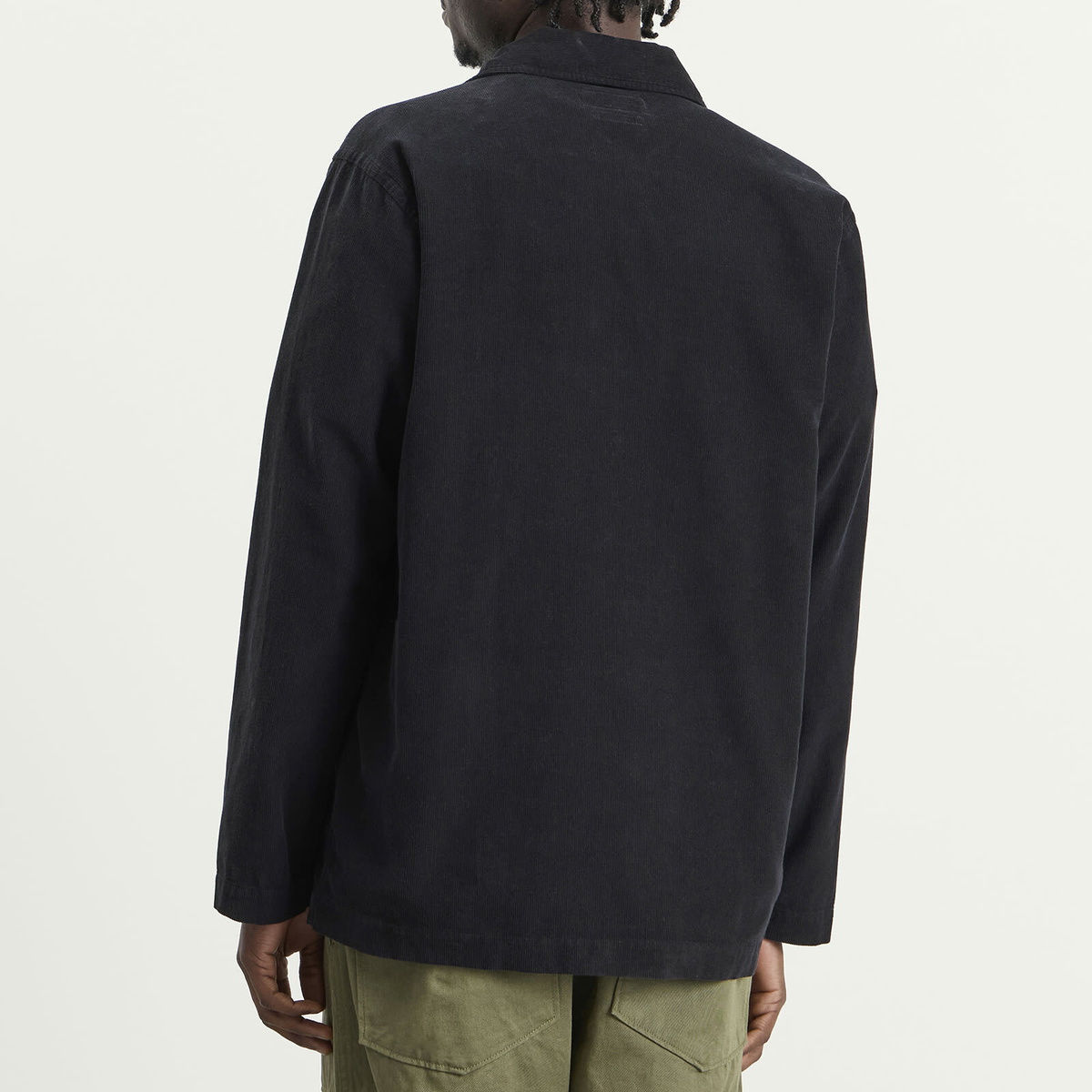 Universal Works Men's Fine Cord Bakers Overshirt in Black