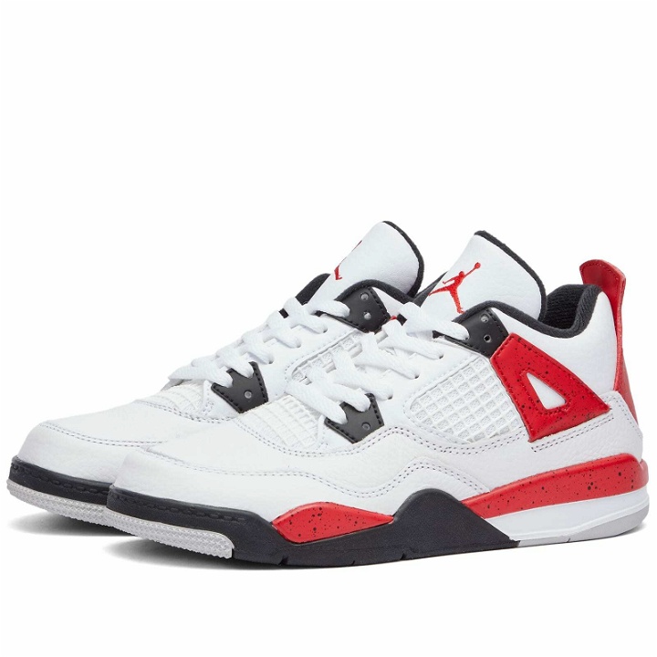 Photo: Air Jordan 4 Retro PS Sneakers in White/Fire Red
