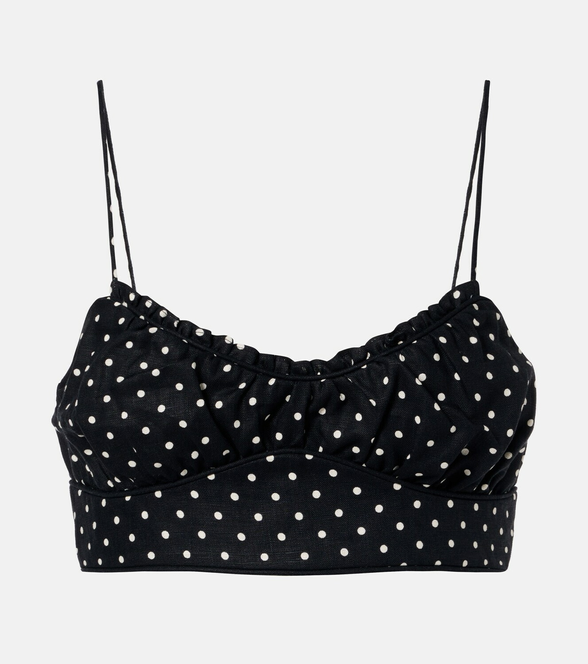 Faithfull Lucia polka-dot linen crop top