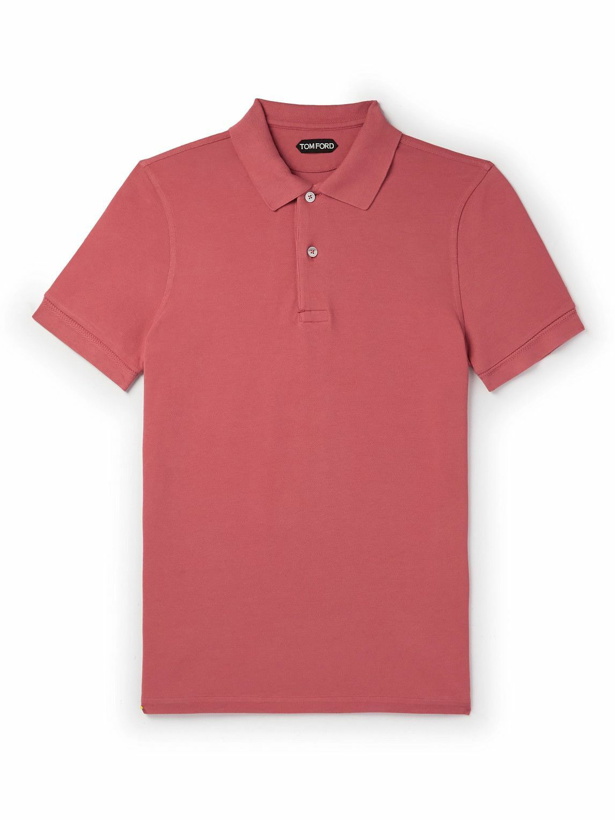 Photo: TOM FORD - Garment-Dyed Cotton-Piqué Polo Shirt - Pink