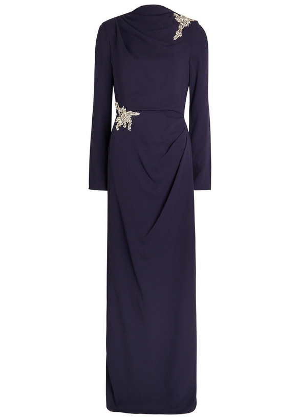 Photo: Erdem Crystal-embellished Crepe Gown Navy