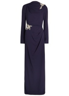 Erdem Crystal-embellished Crepe Gown Navy