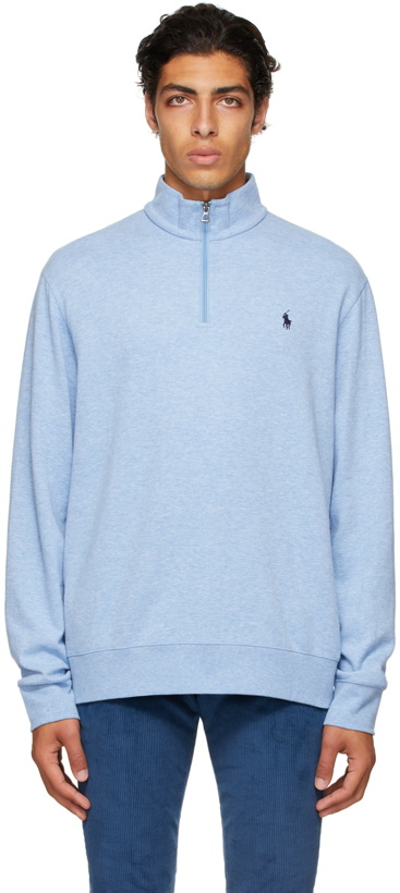 Photo: Polo Ralph Lauren Blue Logo Quarter-Zip Sweater