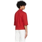 Pyer Moss Red Mock Neck Ponte T-Shirt